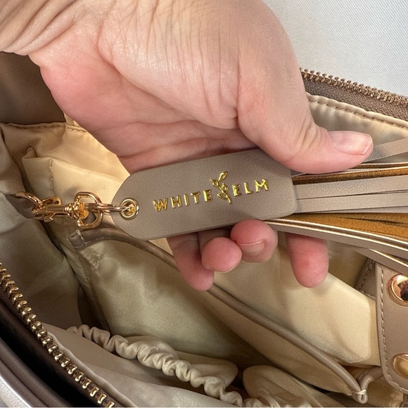 White Elm Aquila Tote Bag Taupe Laptop Bag Travel W/ Padded Crossbody Strap - Picture 10 of 16